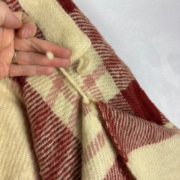 SAMBAND of ICELAND IceLook Wool Poncho Cape Cream Burgundy - Picture 4 of 6